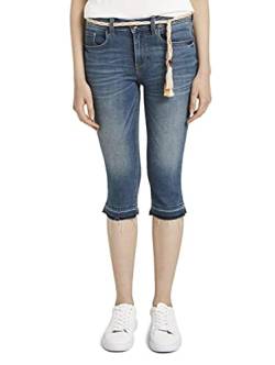 TOM TAILOR Damen Jeanshosen Alexa Slim Capri-Jeans mit Abrasionen Light Stone wash Denim,27,10280,6000 von TOM TAILOR
