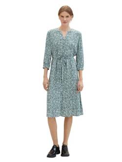 TOM TAILOR Damen Kleid mit Muster & Bindegürtel, 34840 - Green Abstract Leaf Print, 36 von TOM TAILOR