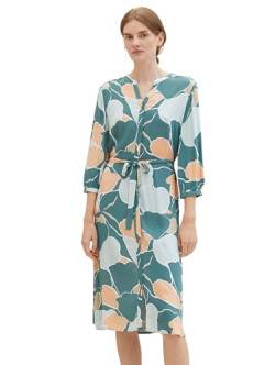 TOM TAILOR Damen Kleid mit Muster & Bindegürtel, 34845 - Abstract Flower Print, 38 von TOM TAILOR