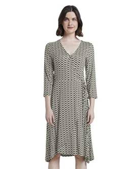 TOM TAILOR Damen Kleider & Jumpsuits Gemustertes Jersey-Wickelkleid Khaki dot Design,34,22738,7000 von TOM TAILOR