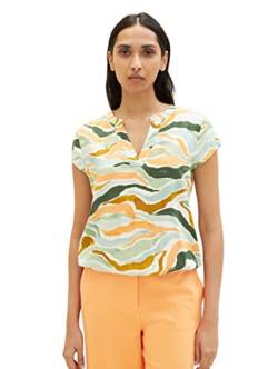 TOM TAILOR Damen Kurzarm-Bluse mit Muster, 31122 - Colorful Wavy Design, 46 von TOM TAILOR