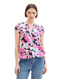 TOM TAILOR Damen Kurzarm-Bluse mit Muster , pink colorful floral design, 38 von TOM TAILOR