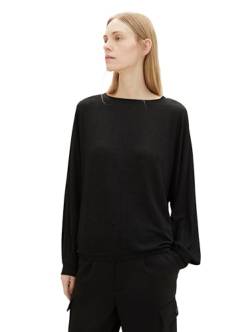 TOM TAILOR Damen Langarmshirt mit Fledermausärmeln, deep black, L von TOM TAILOR