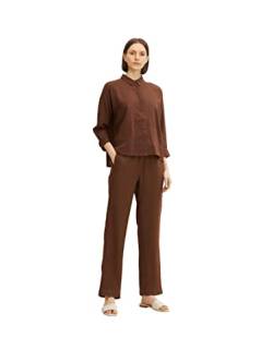 TOM TAILOR Damen Leinen Stoffhose 1031289, 29521 - Chocolate Brown, 34W / 32L von TOM TAILOR