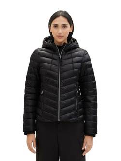 TOM TAILOR Damen Lightweight Steppjacke mit Kapuze, 14482 - Deep Black, XL von TOM TAILOR