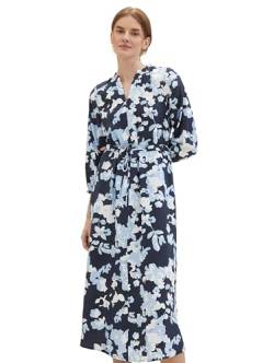 TOM TAILOR Damen Maxi-Kleid mit Muster, 34757 - Blue Cut Floral Design, 38 von TOM TAILOR