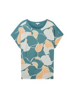 TOM TAILOR Damen Plussize Basic T-Shirt mit Print, 10697 - Sea Pine Green, 48 von TOM TAILOR
