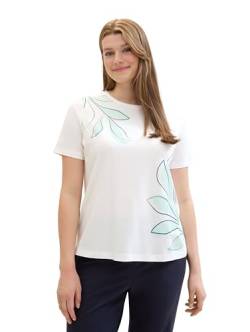 TOM TAILOR Damen Plussize Basic T-Shirt mit Print, off white, 46 von TOM TAILOR