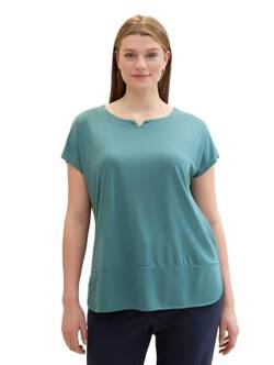 TOM TAILOR Damen Plussize Basic T-Shirt mit weitem Rundhalsausschnitt, 10697 - Sea Pine Green, 50 von TOM TAILOR