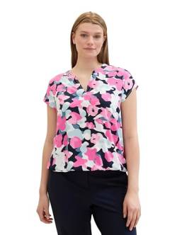 TOM TAILOR Damen Plussize Kurzarm-Bluse mit Muster , pink colorful floral design, 50 von TOM TAILOR