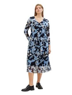 TOM TAILOR Damen Plussize Maxi Mesh-Kleid mit transparenten Ärmeln, 34757 - Blue Cut Floral Design, 48 von TOM TAILOR