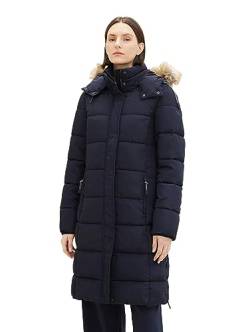 TOM TAILOR Damen Puffer Mantel mit Kapuze , sky captain blue, M von TOM TAILOR