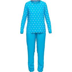 TOM TAILOR Damen Pyjama, Rundhals, Herzen-Allover, Türkis L/40 von TOM TAILOR