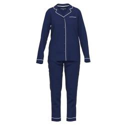 TOM TAILOR Damen Pyjama mit Knopfleiste, Navy M/38 von TOM TAILOR