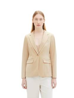 TOM TAILOR Damen Regular Fit Basic Blazer, 11485 - Sandy Beige, 38 von TOM TAILOR