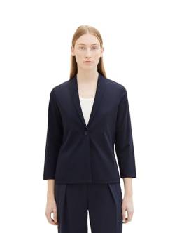 TOM TAILOR Damen Regular Fit Basic Blazer Jacke mit 3/4-Arm, 10668 - Sky Captain Blue, L von TOM TAILOR