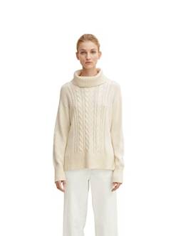 TOM TAILOR Damen Rollkragenpullover mit Zopfmuster 1034048, 28130 - Soft Buttercream, 3XL von TOM TAILOR