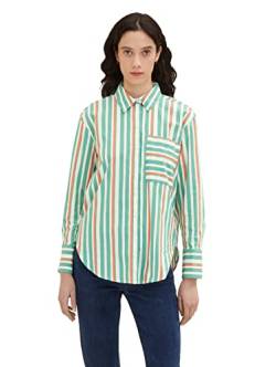 TOM TAILOR Damen Stretch Poplin Bluse mit Brusttasche, 31120 - Multicolor Vertical Stripe, 46 von TOM TAILOR