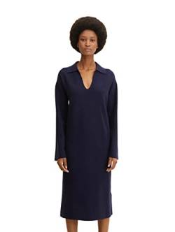 TOM TAILOR Damen Strickkleid mit Kragen 1032613, 30025 - Navy Midnight Blue, 34 von TOM TAILOR