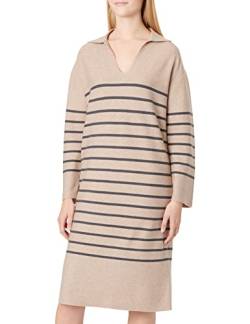 TOM TAILOR Damen Strickkleid mit Kragen 1032613, 30188 - Beige Anthracite Knit Stripe, 36 von TOM TAILOR