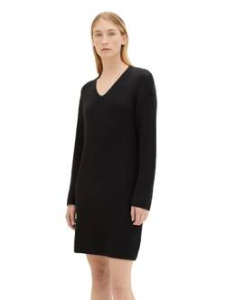 TOM TAILOR Damen Strickkleid mit V-Ausschnitt, deep black, 38 von TOM TAILOR