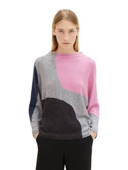 TOM TAILOR Damen Strickpullover mit Muster, grey shapes design, S von TOM TAILOR