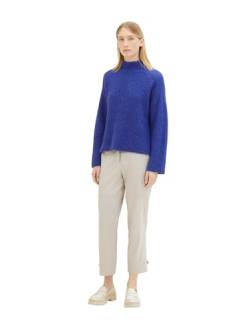 TOM TAILOR Damen Strickpullover mit Struktur, crest blue melange, L von TOM TAILOR