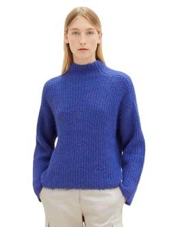 TOM TAILOR Damen Strickpullover mit Struktur, crest blue melange, XXL von TOM TAILOR