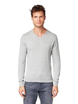 TOM TAILOR Herren 1012820 Basic Strickpullover Mit V-Ausschnitt, 14427 - Light Soft Grey Melange, M EU von TOM TAILOR