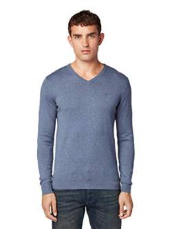 TOM TAILOR Herren 1012820 Basic Strickpullover Mit V-Ausschnitt, 18964 - Vintage Indigo Blue Melange, M EU von TOM TAILOR