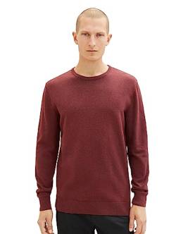 TOM TAILOR Herren 1027661 Basic Crewneck Strickpullover, 32620-tawny Port red Melange, XXXL von TOM TAILOR