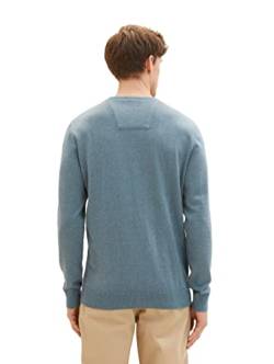 TOM TAILOR Herren 1027661 Basic Crewneck Strickpullover, 32714-dusty Dark Teal Melange, S von TOM TAILOR