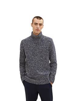 TOM TAILOR Herren 1033663 Rollkragenpullover mit Muster, 30640 - Dark Blue Grey Fancy Structure, M von TOM TAILOR