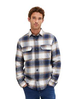 TOM TAILOR Herren 1033712 Overshirt Jacke aus Flannel, 30754 - Navy Off White Big Check, M von TOM TAILOR