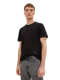 TOM TAILOR Herren 1034378 Basic T-Shirt mit Brusttasche, 29999 - Black, S von TOM TAILOR