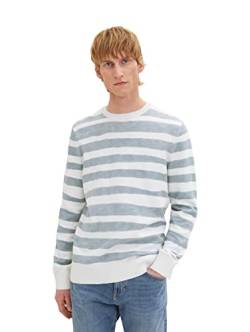 TOM TAILOR Herren 1034937 Pullover, 31618 - Ice Blue Water Stripe, M von TOM TAILOR