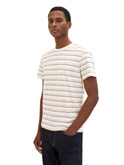 TOM TAILOR Herren 1035539 T-Shirt, 31461 - Offwhite Beige Multi Stripe, XXL von TOM TAILOR