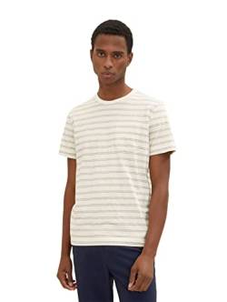 TOM TAILOR Herren 1035540 T-Shirt, 31212 - Off White Navy Small Stripe, 3XL von TOM TAILOR