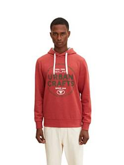 TOM TAILOR Herren 1035833 Hoodie Sweatshirt mit Print , 27839 - Chili Red White Melange, M von TOM TAILOR