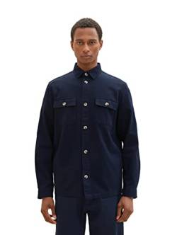 TOM TAILOR Herren 1036230 Overshirt aus Twill-Stoff, 10668-Sky Captain Blue, M von TOM TAILOR