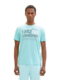 TOM TAILOR Herren 1036364 T-Shirt mit Print, 31046-Blue Tibetan Stone, XXL von TOM TAILOR