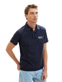 TOM TAILOR Herren 1036414 Poloshirt mit Rückenprint, 10668-Sky Captain Blue, L von TOM TAILOR