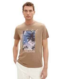 TOM TAILOR Herren 1036415 T-Shirt mit Sommer-Print, 24048-Desert Fawn, XXL von TOM TAILOR