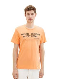 TOM TAILOR Herren 1036426 T-Shirt mit Print, 22195-Fruity Melon Orange, L von TOM TAILOR