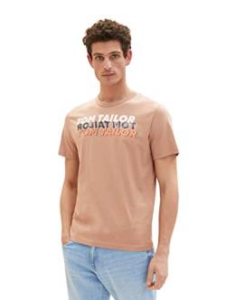 TOM TAILOR Herren 1036426 T-Shirt mit Print, 24048-Desert Fawn, M von TOM TAILOR