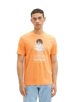 TOM TAILOR Herren 1036430 T-Shirt mit Sommer-Print, 22195-Fruity Melon Orange, M von TOM TAILOR