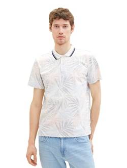 TOM TAILOR Herren 1036441 Poloshirt mit Allover-Print, 31837-Orange Colorful Leaf Design, M von TOM TAILOR