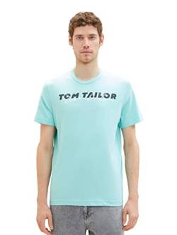 TOM TAILOR Herren 1037277 T-Shirt mit Logo-Print, 31046-Blue Tibetan Stone, M von TOM TAILOR