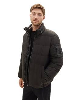 TOM TAILOR Herren 1037336 Puffer-Jacke mit Abnehmbarer Kapuze, 29999-Black, L von TOM TAILOR