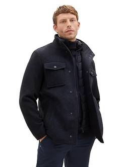 TOM TAILOR Herren 1037345 2-in-1 Wollmantel mit integrierter Innenjacke, 24258-navy Blue Structure, M von TOM TAILOR